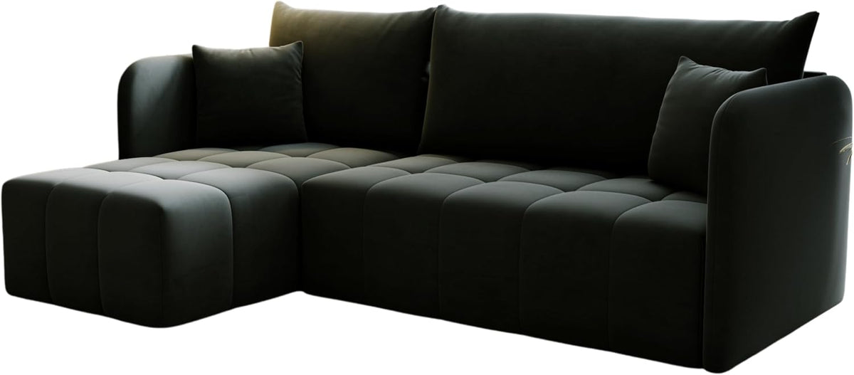 Sofa, KP-Meble, 200 x 140 cm, Antracytowy, aksamit, funkcja spania