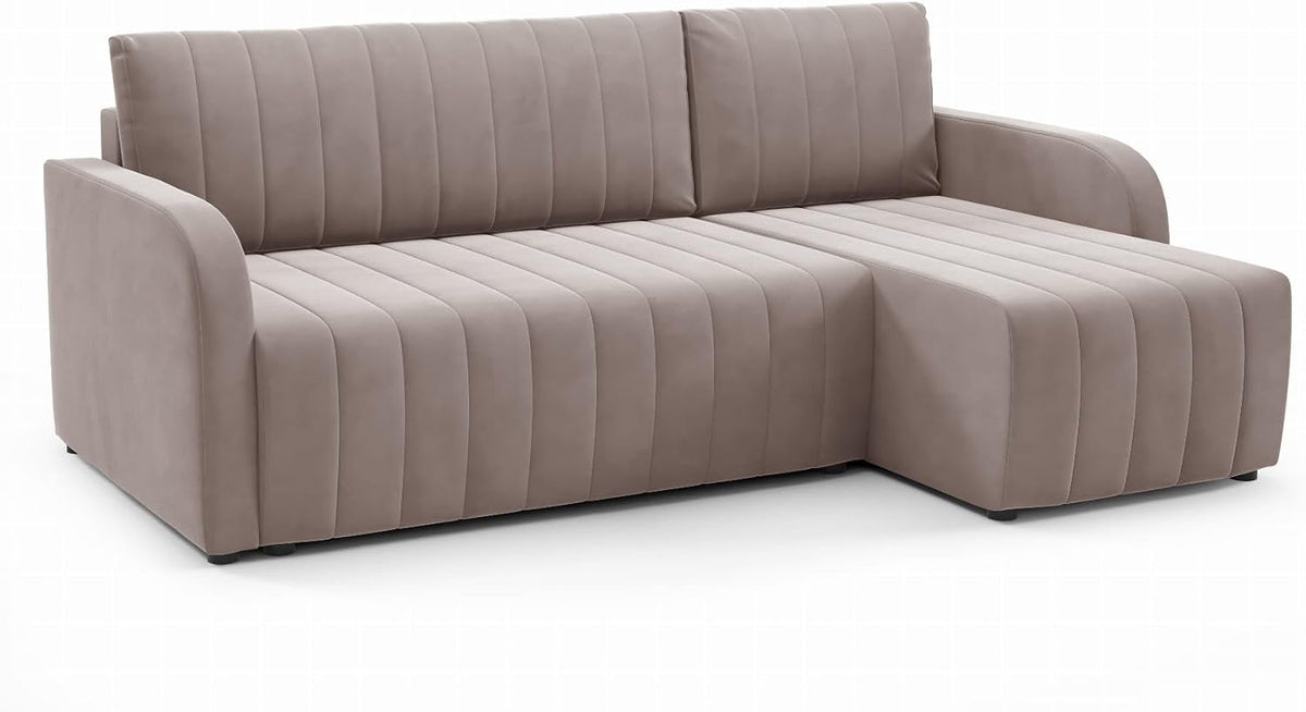 Sofa narożna, LIKMA, 224x145 cm, Brązowy, 3-Osobowy, funkcja spania