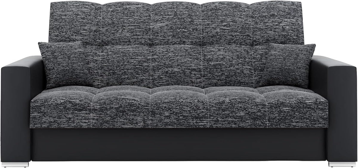 Sofa, LIKMA, 220x91x85 cm, Czarny, skóra ekologiczna, funkcja spania