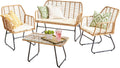 Neo, Sofa, STRING-4PC-BEIGE, 141 x 200 cm, Beżowy, polirattan