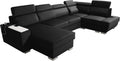 Sofa narożna, Robin, 315 cm, Czarny, funkcja spania, USB