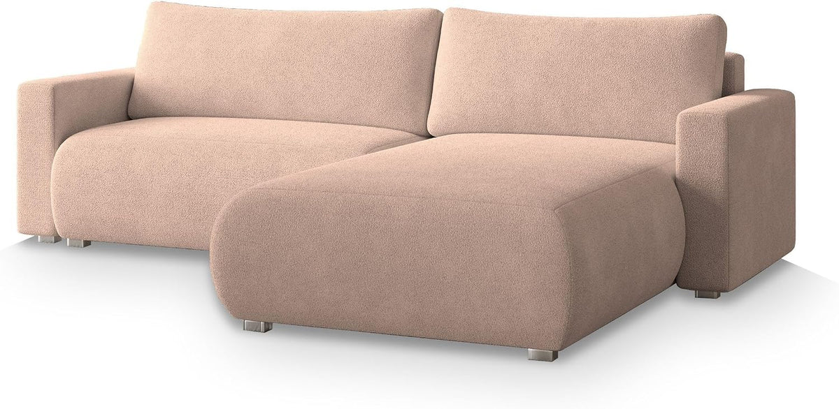 Sofa rozkładana, Masseno, 230x130 cm, Beżowy/Pomarańczowy, płyta wiórowa, funkcja spania, miejsce do przechowywania