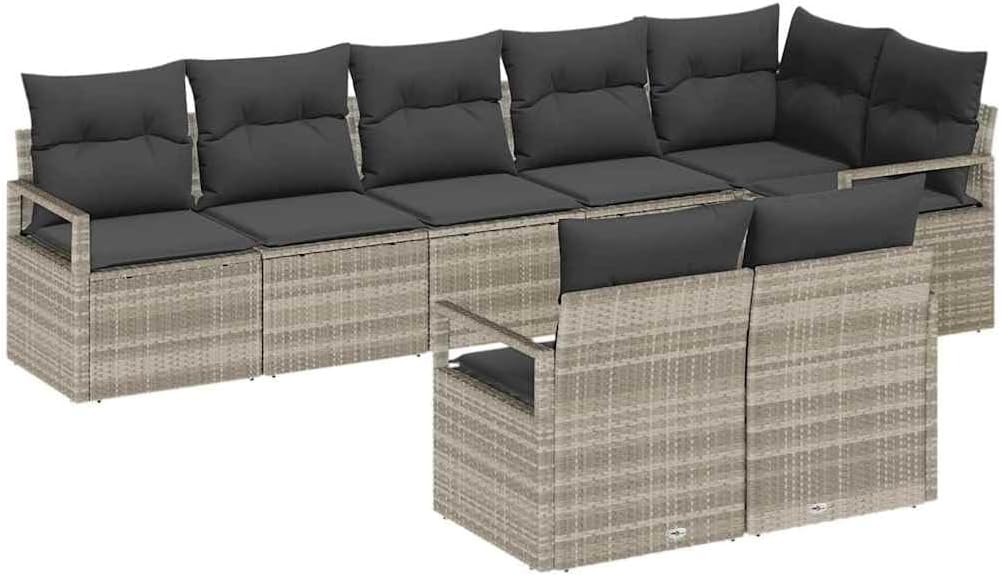 Sofa, vidaXL, 287 x 122 x 85 cm, Szary, lite drewno, modułowa konstrukcja, odporność na warunki atmosferyczne
