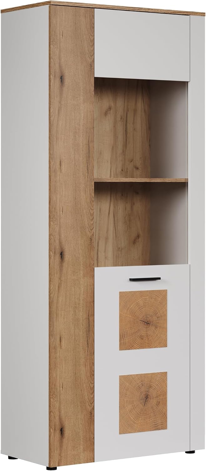 Witryny szklane, trendteam smart living, 90 x 146 x 42 cm, Biały/Brązowy