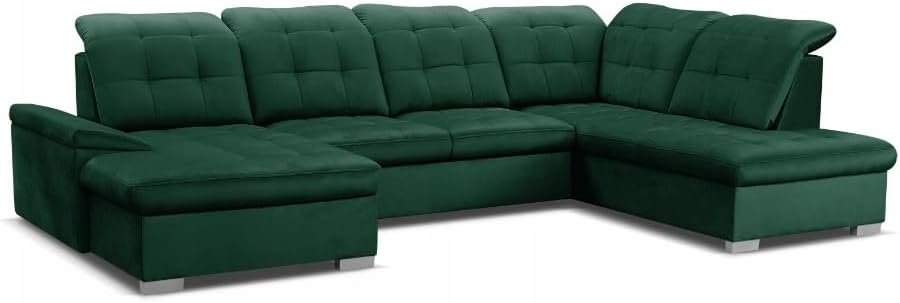 Sofa narożna, DomiMeble, 347 x 230 x 108 cm, Zielony/Czarny, funkcja spania