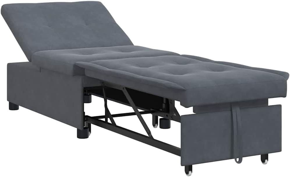 Sofa, vidaXL, 194 x 67 x 82 cm, Szary, aksamit, funkcja spania