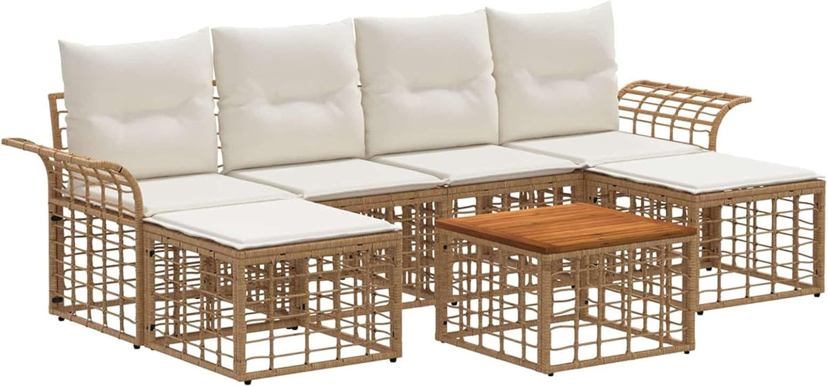 Sofa, vidaXL, 70,5 x 62 x 70 cm, 45 l, Beżowy/Biały, polirattan, modułowa konstrukcja