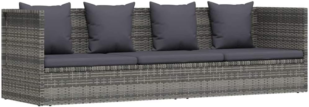 vidaXL, Krzesło do jadalni, 200 x 60 cm, Szary, polirattan