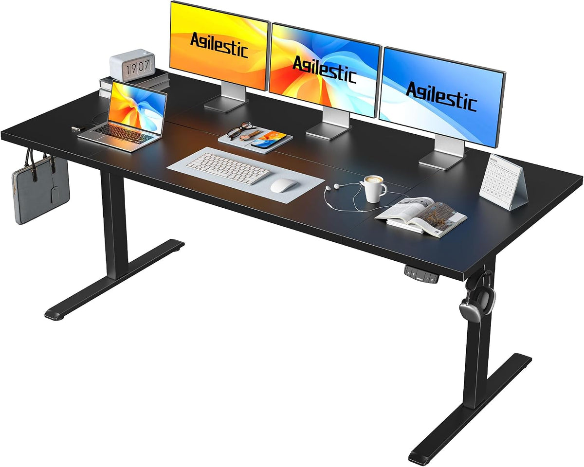 Agilestic, Biurko, 180 x 80 cm, Czarny, miejsce do przechowywania