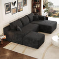 Sofa narożna, Luscriate, Czarny/Beżowy, sztruks, modułowa konstrukcja