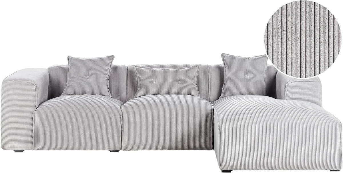 Sofa, Beliani, 235x65 cm, Szary, sztruks, 3-osobowy