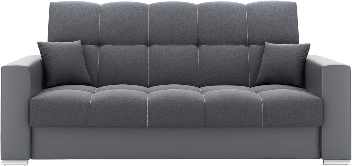 Sofa, LIKMA, 220x91x85 cm, Szary, skóra ekologiczna, funkcja spania