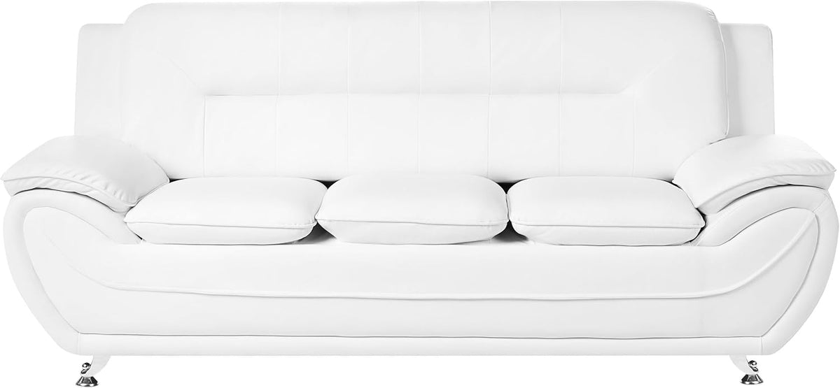 Sofa, Beliani, 130x53 cm, Srebrny/Biały, skóra ekologiczna, 3-osobowa