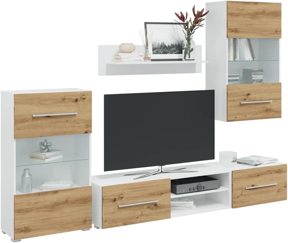 Meble RTV, Yunovire, 120 cm, Brązowy, materiał drewnopochodny, miejsce do przechowywania, oświetlenie LED