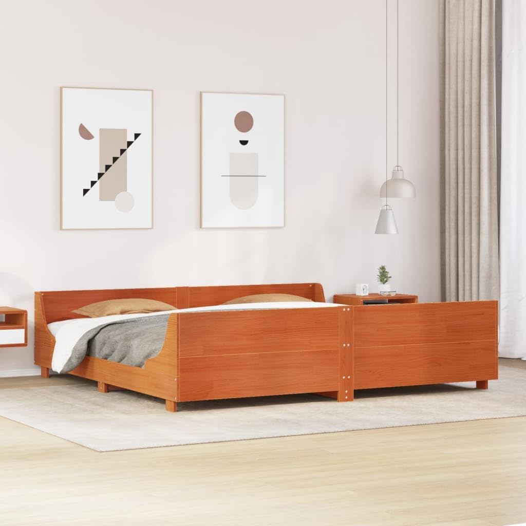 Rama łóżka, Tonture, 200 x 200 cm, Biały/Beżowy, lite drewno