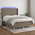 Łóżko kontynentalne, Ordellia, 140 x 190 cm, 5 V, Brązowy/Szary, lite drewno, regulowana wysokość, oświetlenie LED, USB