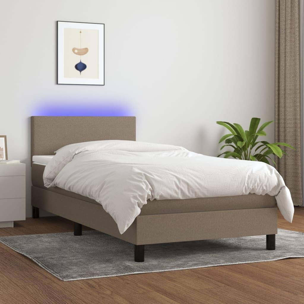 Łóżko kontynentalne, RMIHSJG, 80 x 200 cm, 5 V, Brązowy/Szary, lite drewno, oświetlenie LED, USB