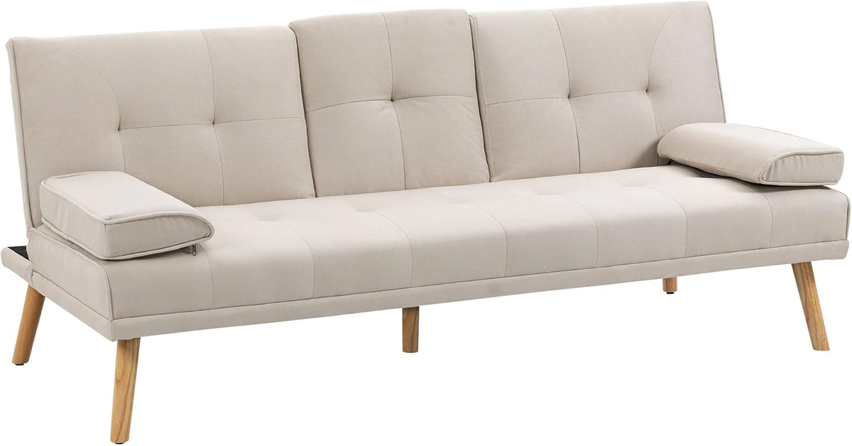 HOMCOM, Sofa, 250 kg, 45 x 46 x 8,5 cm, 78 W, Szary, metal, 3-osobowa, funkcja spania, regulowane oparcie, składana konstrukcja