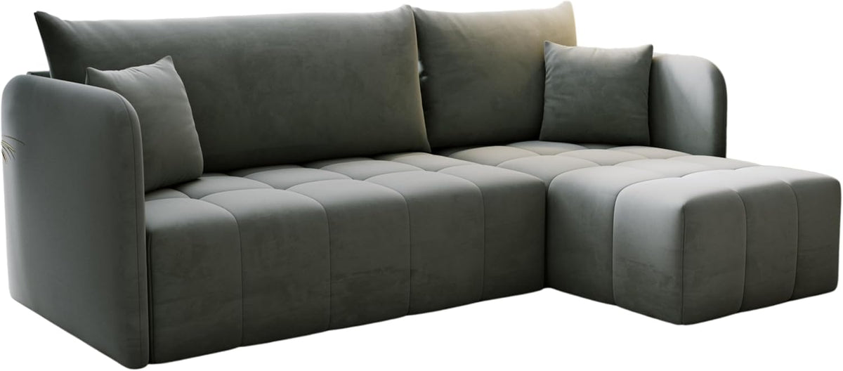 KP-Meble, Sofa, 200 x 140 cm, Szary, aksamit, funkcja spania