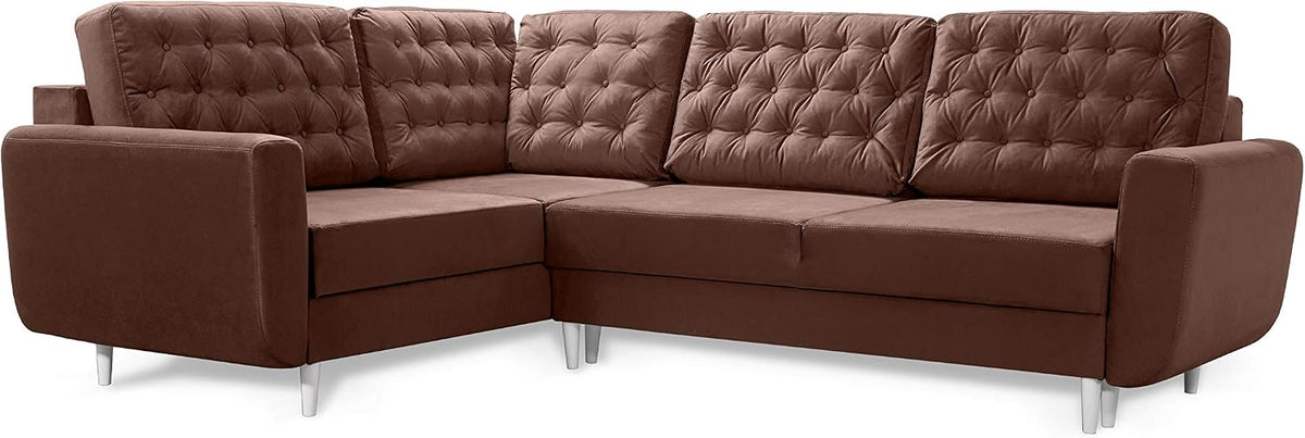Sofa narożna, Robin, 215 x 147 cm, Brązowy, funkcja spania