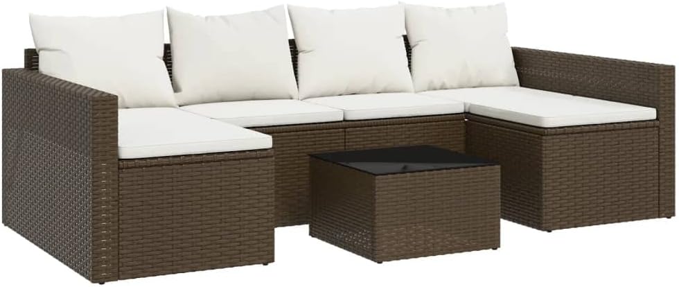 Sofa, vidaXL, 238 x 110 x 66 cm, Brązowy/Biały, polirattan