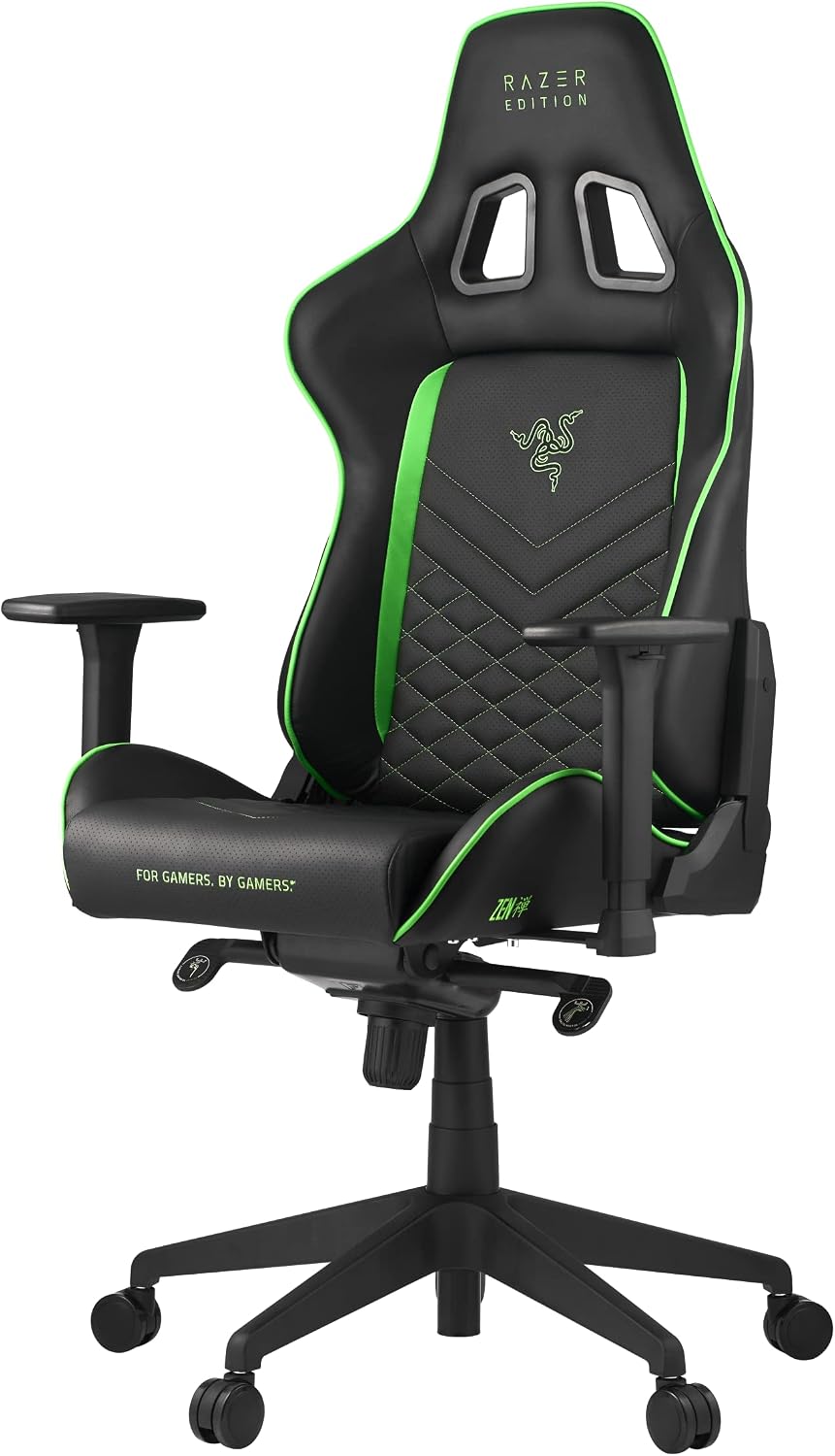 Krzesło biurowe, Razer, 70 x 54 x 136 cm, Czarny/Zielony, metal