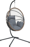 vidaXL, Fotel, 104 x 100 x 197 cm, Szary, polirattan
