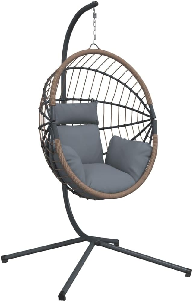 vidaXL, Fotel, 104 x 100 x 197 cm, Szary, polirattan