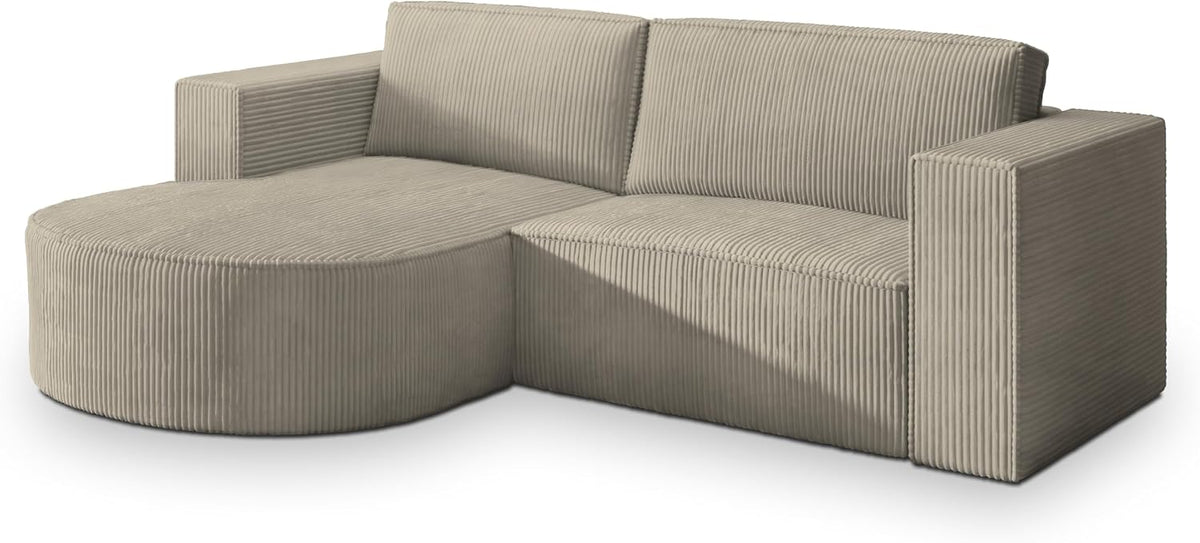 Sofa rozkładana, Masseno, 125x213 cm, Beżowy, płyta wiórowa, funkcja spania, miejsce do przechowywania