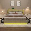 Łóżko tapicerowane, BRILVERDE, 180 x 200 cm, Beżowy, miejsce do przechowywania, 4 szuflad, oświetlenie LED, USB, pilot zdalnego sterowania