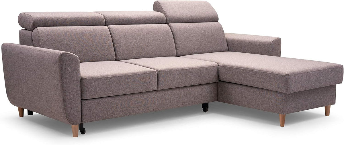Sofa narożna, 205 x 125 cm, Czerwony/Szary, funkcja spania, składana konstrukcja