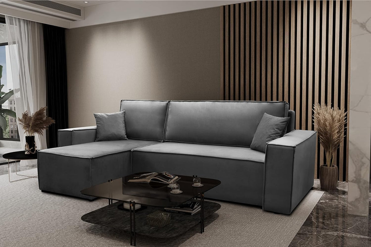 Kaiser Möbel, Sofa narożna, 50 cm, Brązowy/Czarny, funkcja spania