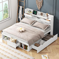 Łóżko z materacem, okwish, 135x190 cm, Biały, MDF, USB