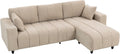 HOMCOM, Sofa narożna, 242 x 156 x 87 cm, Beżowy, 3-osobowa, pilot zdalnego sterowania