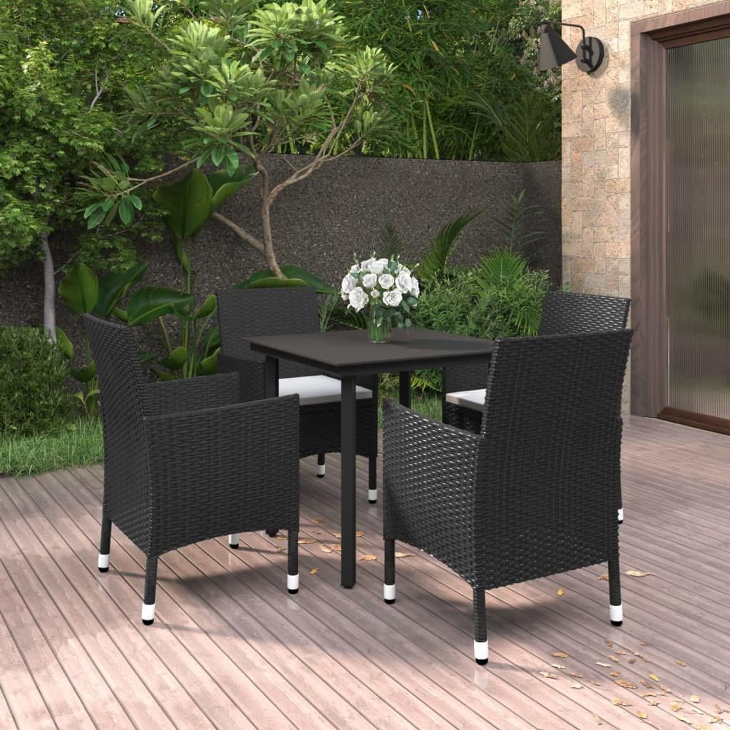 Zestaw mebli do jadalni, Tonture, 80 x 80 x 74 cm, Czarny/Beżowy/Biały, polirattan, odporność na warunki atmosferyczne