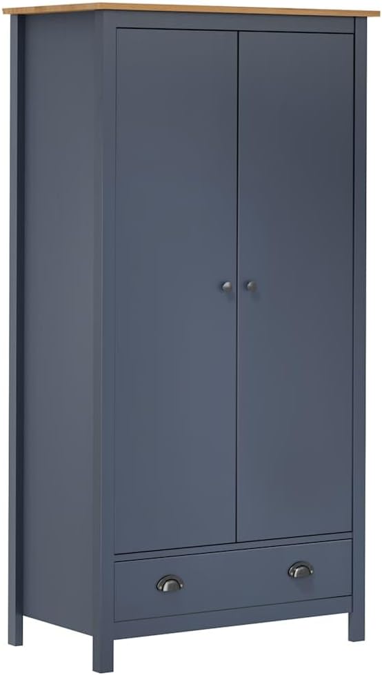 HGBNMER, Szafa do sypialni, 89 x 50 x 170 cm, Szary, lite drewno, 1 szuflad