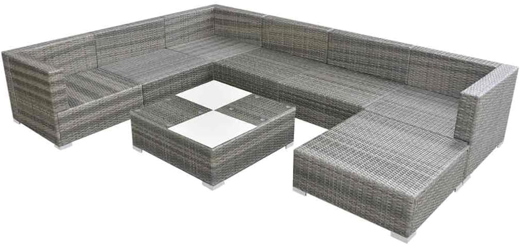 pokgdf, Zestaw wypoczynkowy, 69,5 x 69,5 x 52,5 cm, Szary, polirattan, modułowa konstrukcja, odporność na warunki atmosferyczne