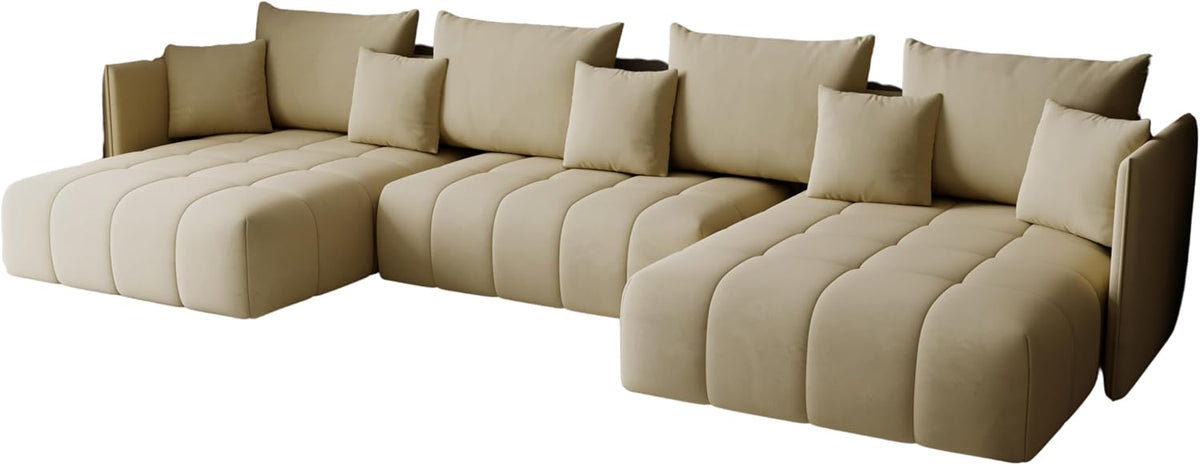 Sofa rozkładana, T30, KP-Meble, 346 x 188 cm, Beżowy, funkcja spania