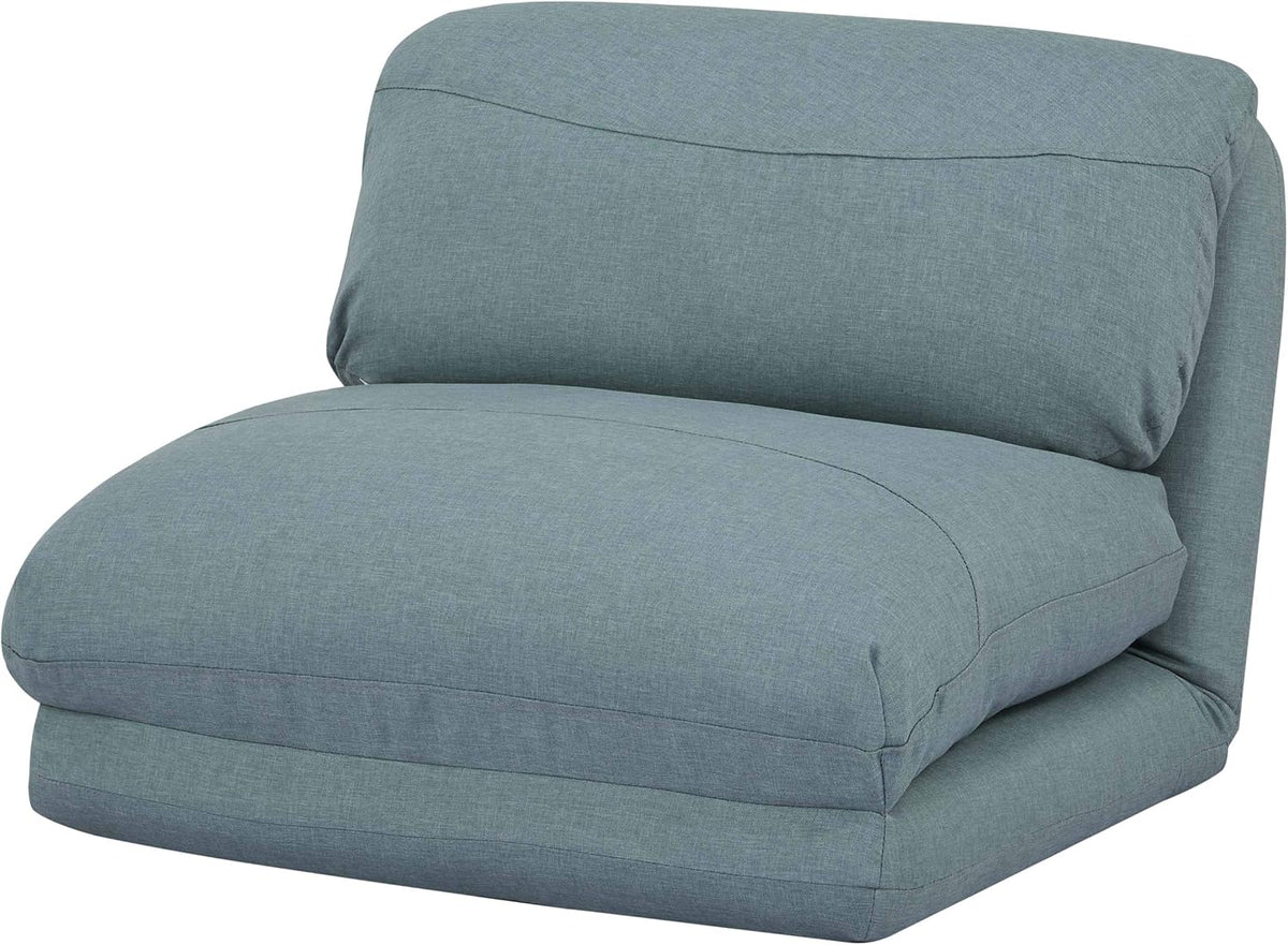 Sofa, HWC-E68, Mendler, 60 x 75 x 75 cm, Szary/Niebieski, metal, funkcja spania, składana konstrukcja