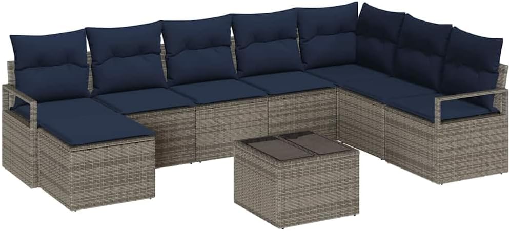 vidaXL, Sofy, 287 x 177 x 85 cm, Szary, polirattan, składana konstrukcja, modułowa konstrukcja, odporność na warunki atmosferyczne, ochrona UV