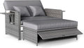 COSTWAY, Sofa, 166 x 111 x 55 cm, 122 l, Szary/Czarny, polirattan, 2-osobowa, składana konstrukcja