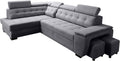 Sofa narożna, Robin, 277 x 180 x 100 cm, Szary, funkcja spania