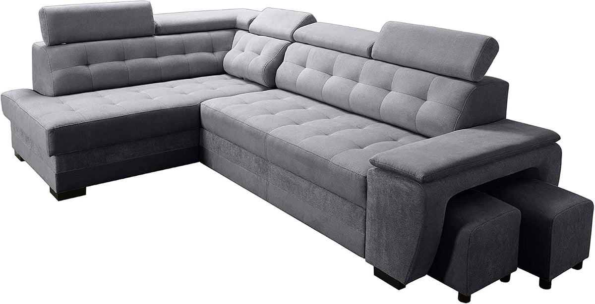 Sofa narożna, Robin, 277 x 180 x 100 cm, Szary, funkcja spania