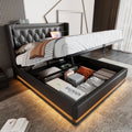 Łóżko tapicerowane, Goldicoo, 160 x 200 cm, Czarny, oświetlenie LED, USB