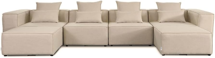 Sofa narożna, Home Deluxe, 414 x 70 x 207 cm, Beżowy, modułowa konstrukcja