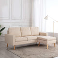 Sofa narożna, YunCangg, 184 x 76 x 82,5 cm, Beżowy, lite drewno, 3-osobowa, modułowa konstrukcja