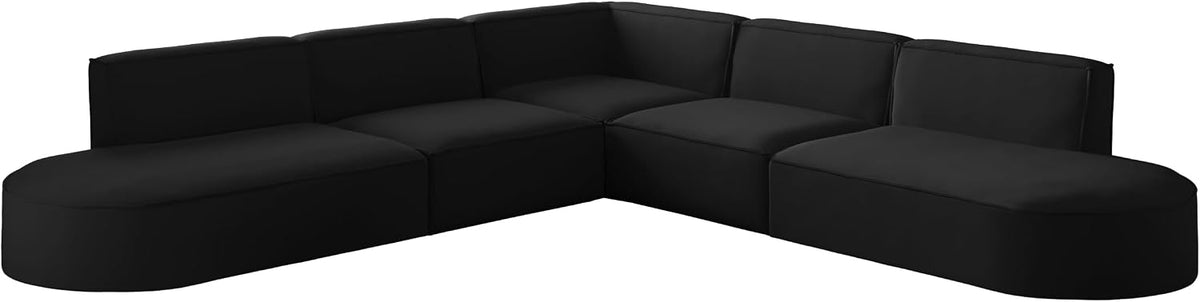 Sofa narożna, Friderik, 235 cm, Czarny, aksamit