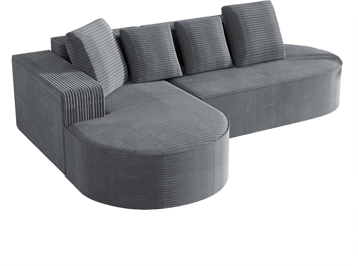 Sofa narożna, WEALTHOUSE, 265 × 165 × 67 cm, Szary/Czarny, aksamit, modułowa konstrukcja