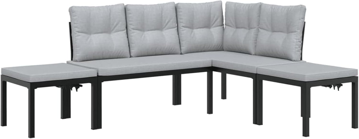 Sofa, WGYHOME, 118 x 63 x 78 cm, Czarny, stal malowana proszkowo, regulowana wysokość, modułowa konstrukcja, odporność na warunki atmosferyczne
