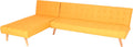 Sofa rozkładana, HWC-K38, Mendler, 75 cm, Żółty, lite drewno, regulowane oparcie, składana konstrukcja